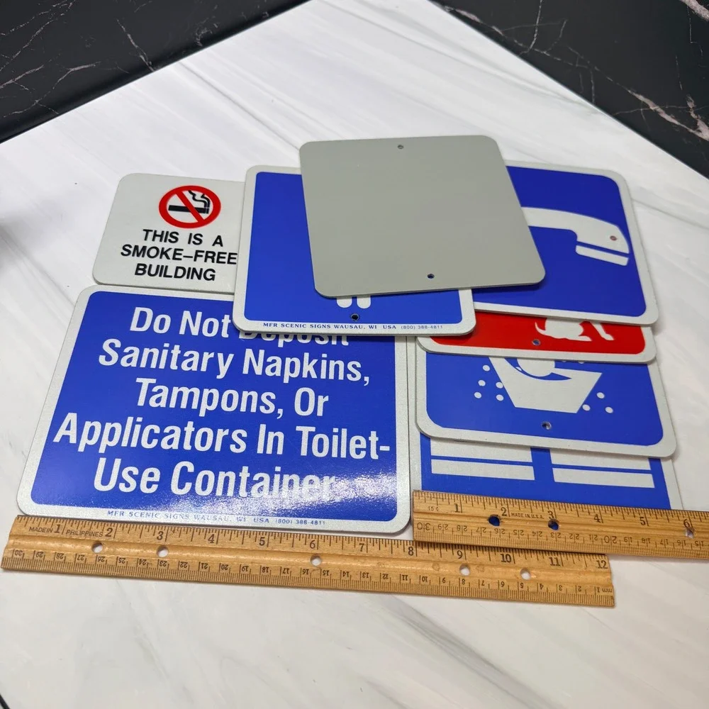 Vintage Resin Acrylic Commercial Facility Signs Lot Restroom Laundry Pet Phone